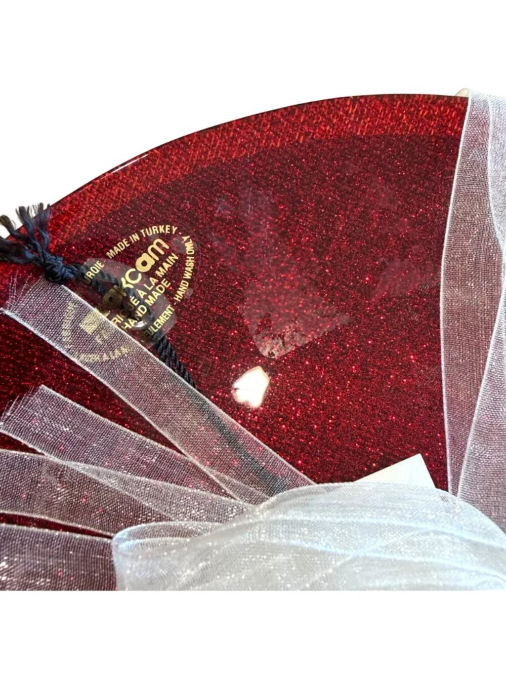 Akcam Red Sparkling Plates Set of 3 New Salad Dessert Glass Turkey Holiday